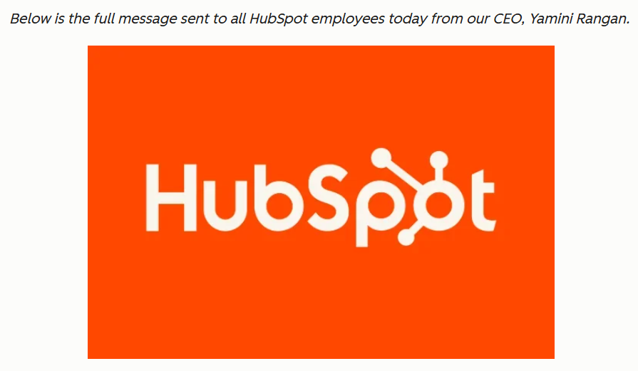 Hubspot Logo and CEO Memo